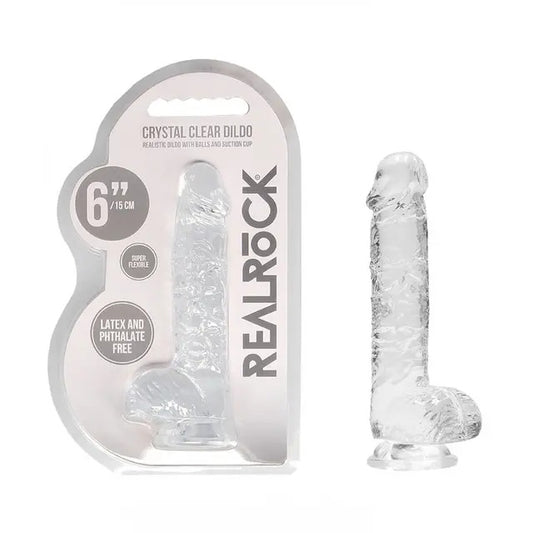 REALROCK REALISTIC CRYSTAL CLEAR DILDO WITH BALLS