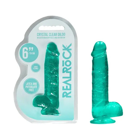 REALROCK REALISTIC CRYSTAL CLEAR DILDO WITH BALLS