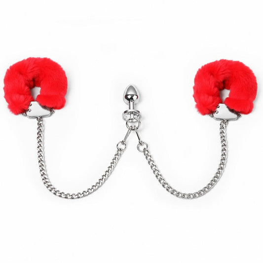 FLUFFY CUFFS WITH ANAL PLUG